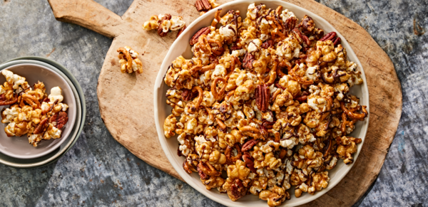 SALTY POPCORN, PRETZEL AND PECAN CLUSTERS